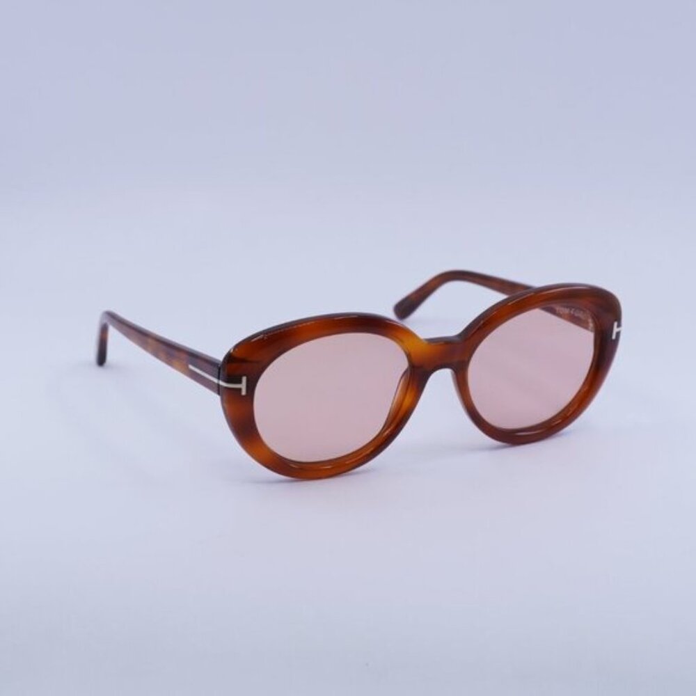Tom Ford Lily-02 FT1009 53Y Sunglasses Havana Oval Frame, Pink Lenses - Picture 5 of 9